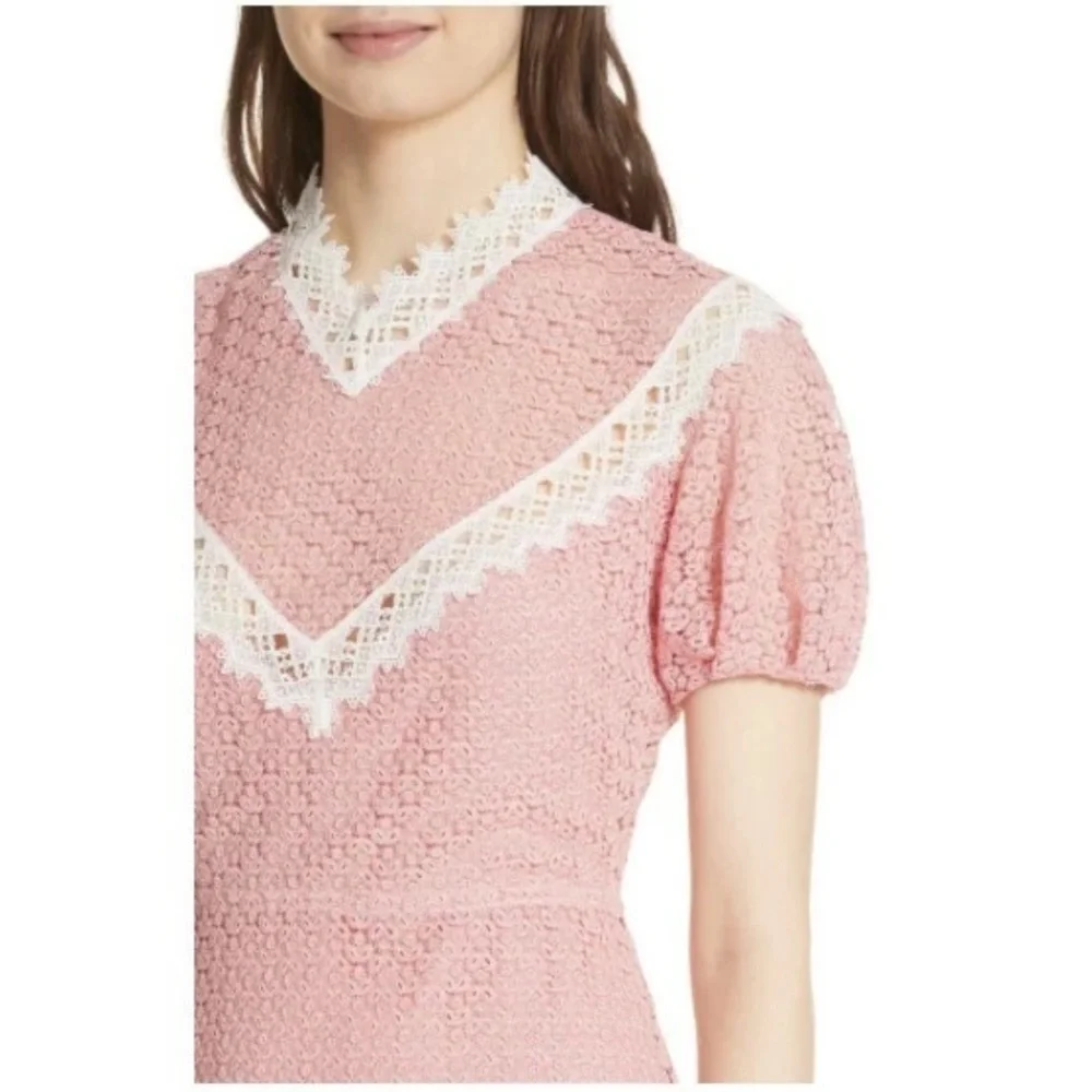 Sandro Lace Dress Pink Short Sleeve Size 36 FR - Picture 3 of 16